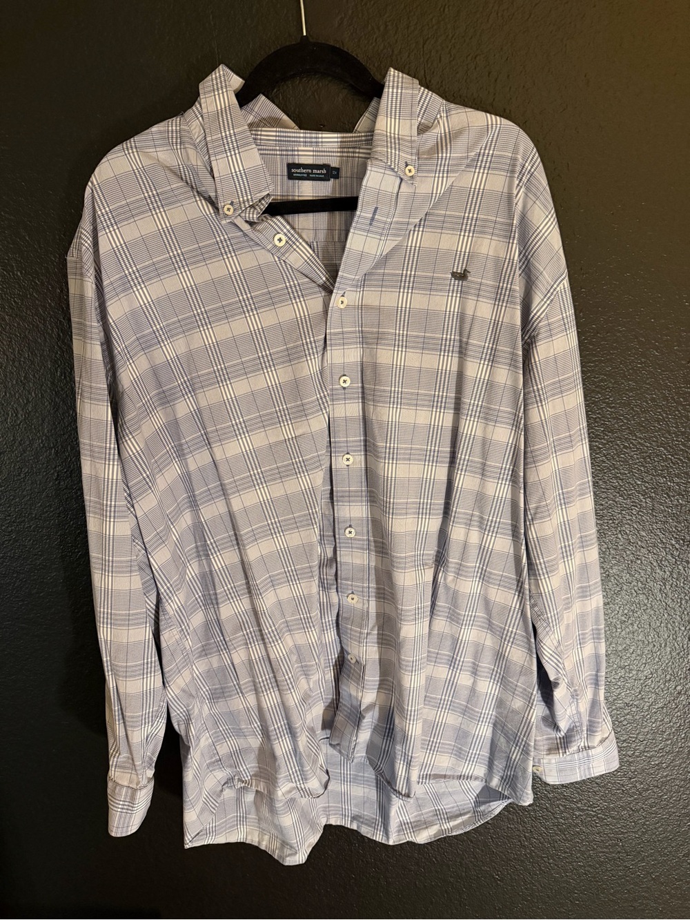 Southern Marsh Light Blue and White Plaid Button-Down Shirt